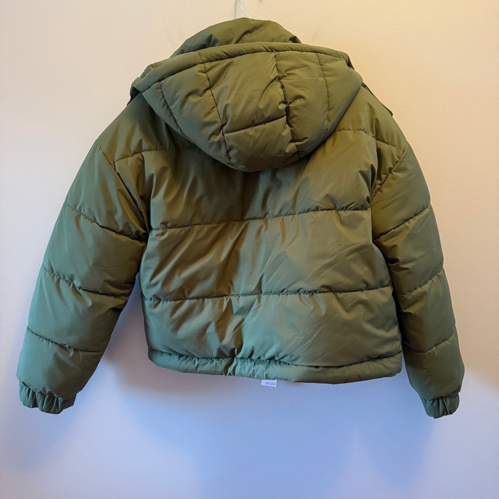 American Eagle Reversible Puffer Jacket Green Size Small | Hooded | NWT - Picture 3 of 3